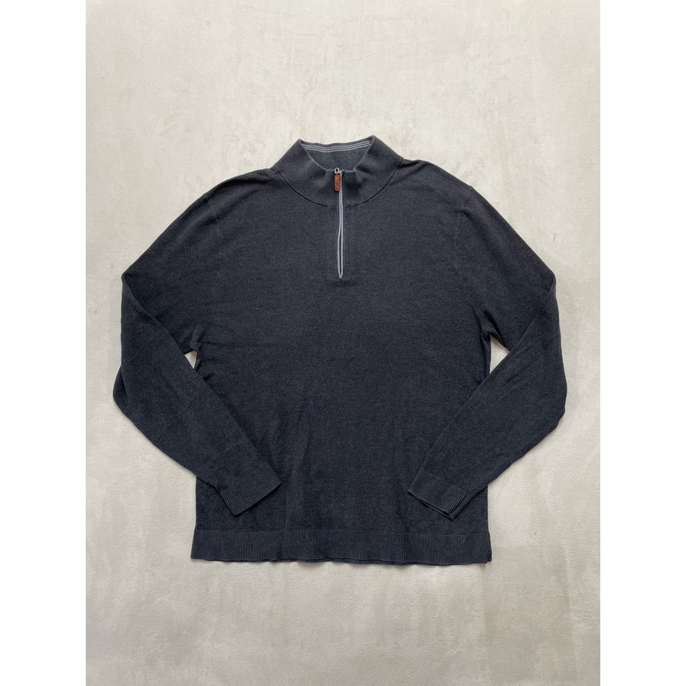 Tommy Bahama IslandZone Mens XL Gray Quarter Zip CoolMax Cotton Pullover Sweater